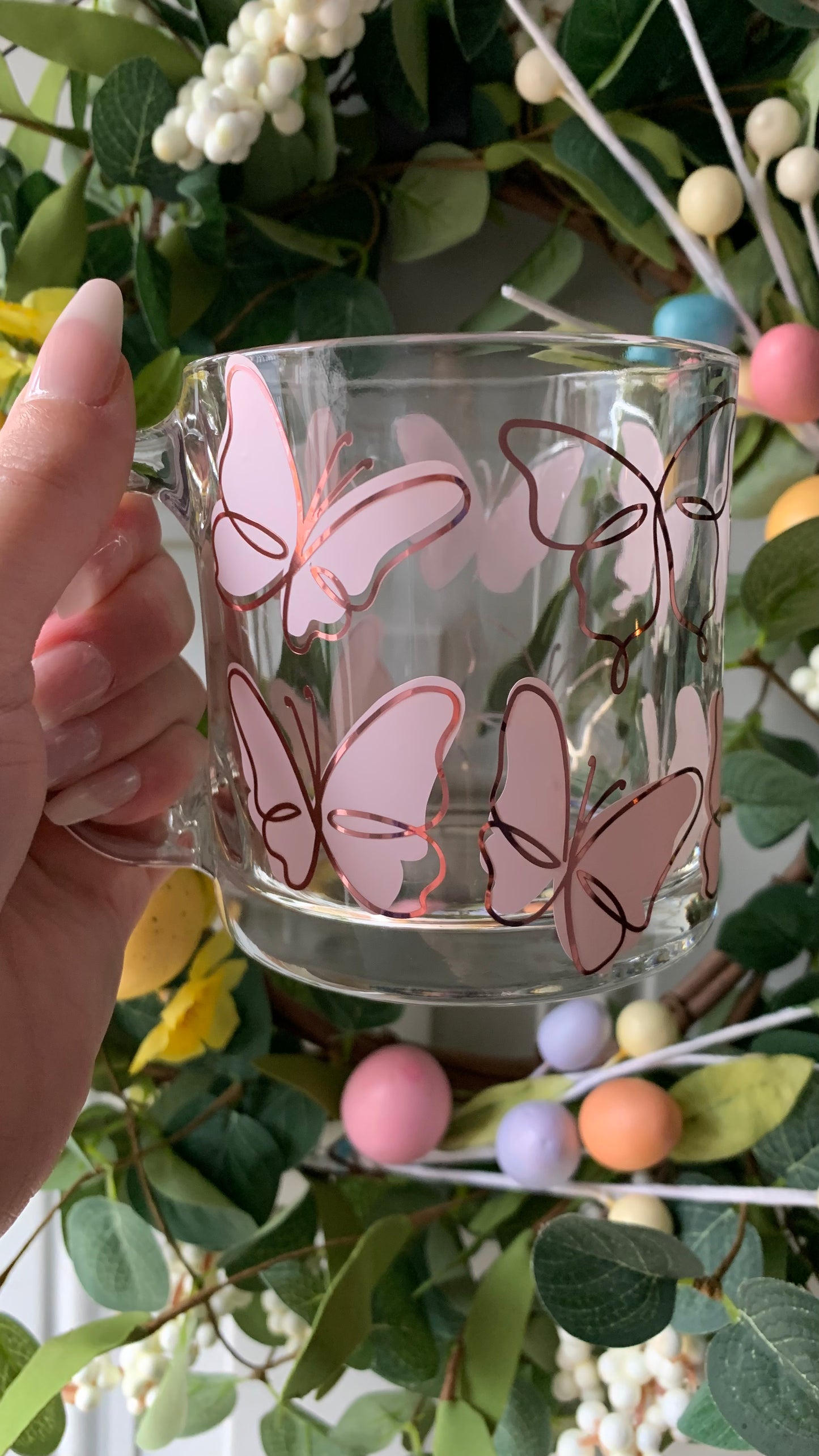 Butterflies glass mug