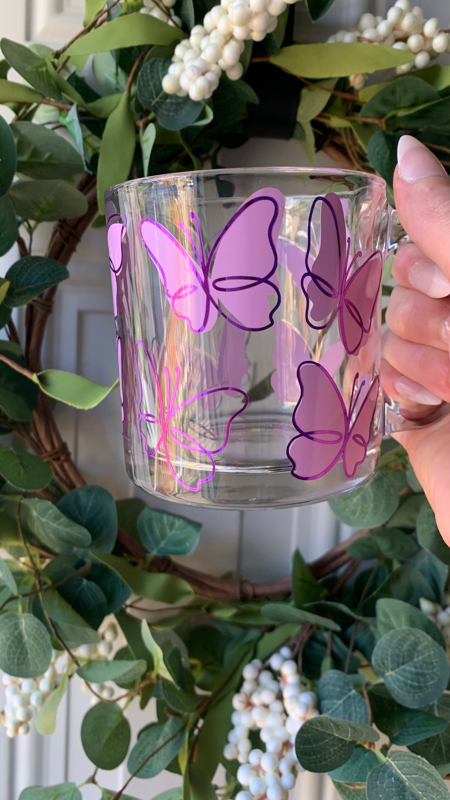 Butterflies glass mug