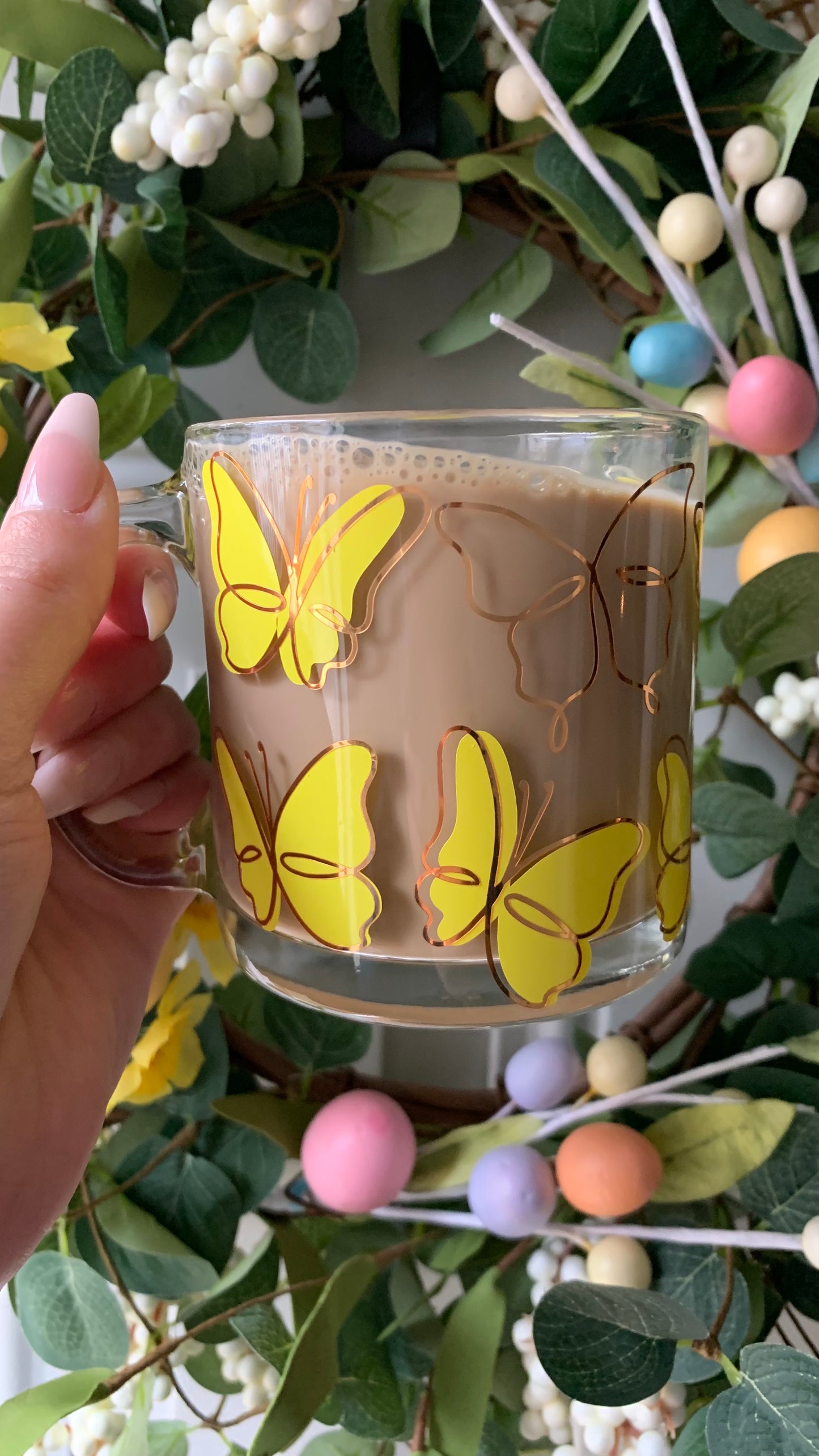 Butterflies glass mug