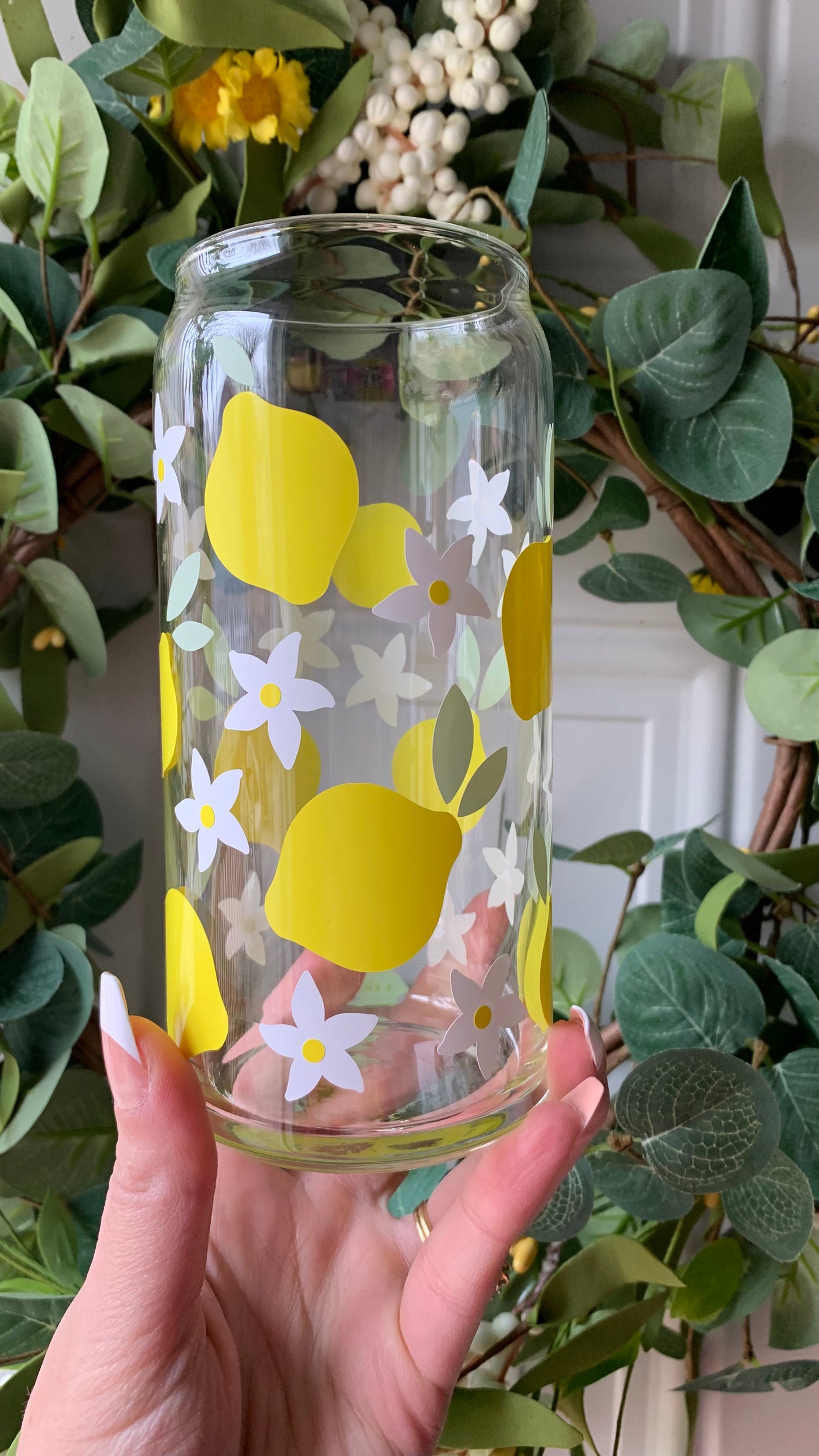 Lemon flowers glass