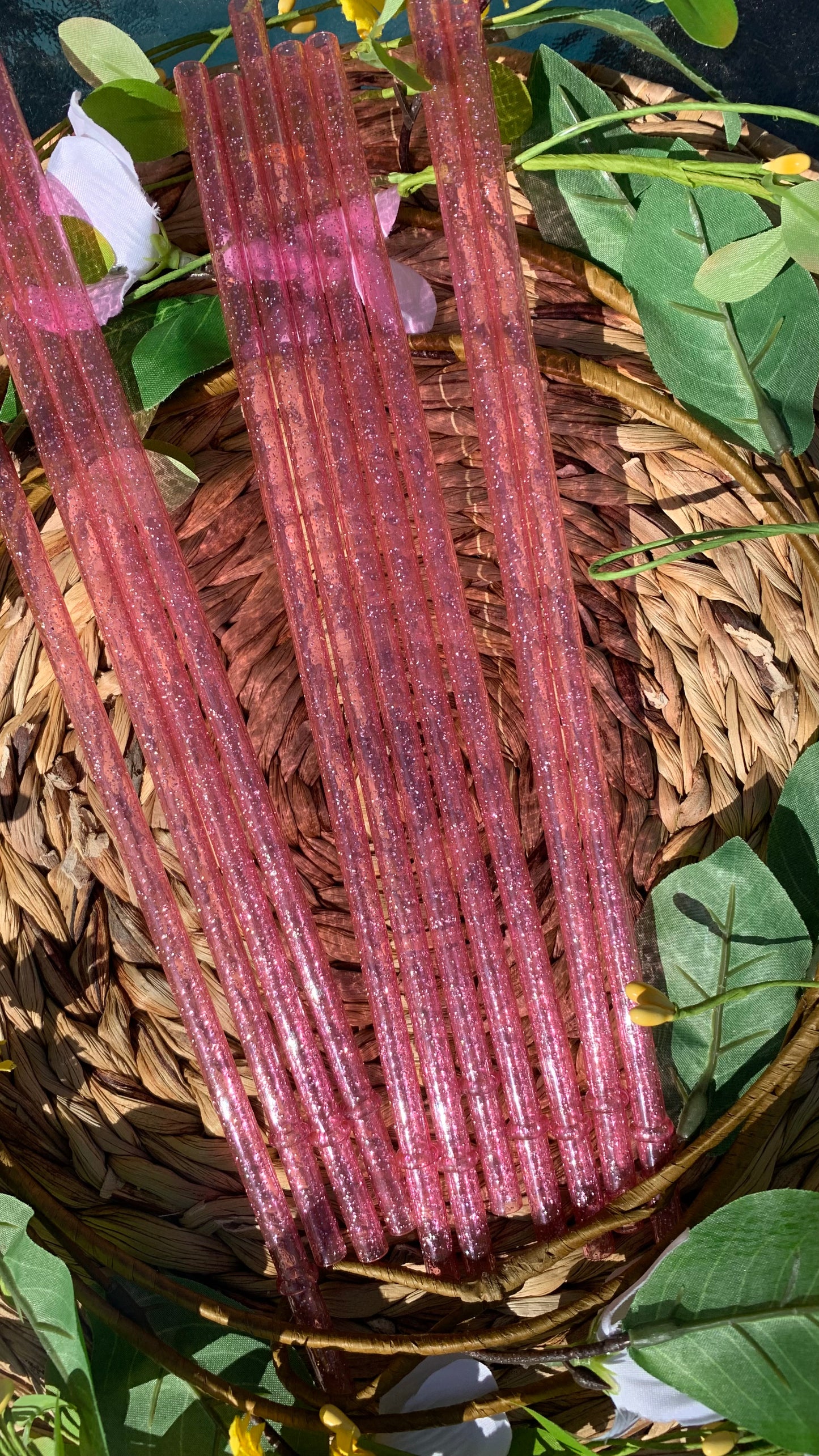 Glitter plastic reusable straw