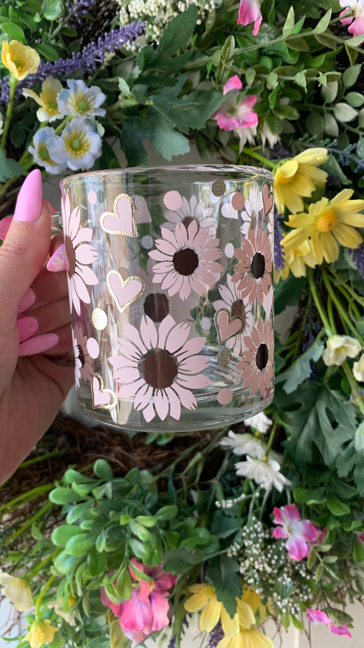 Sunflower glass mug