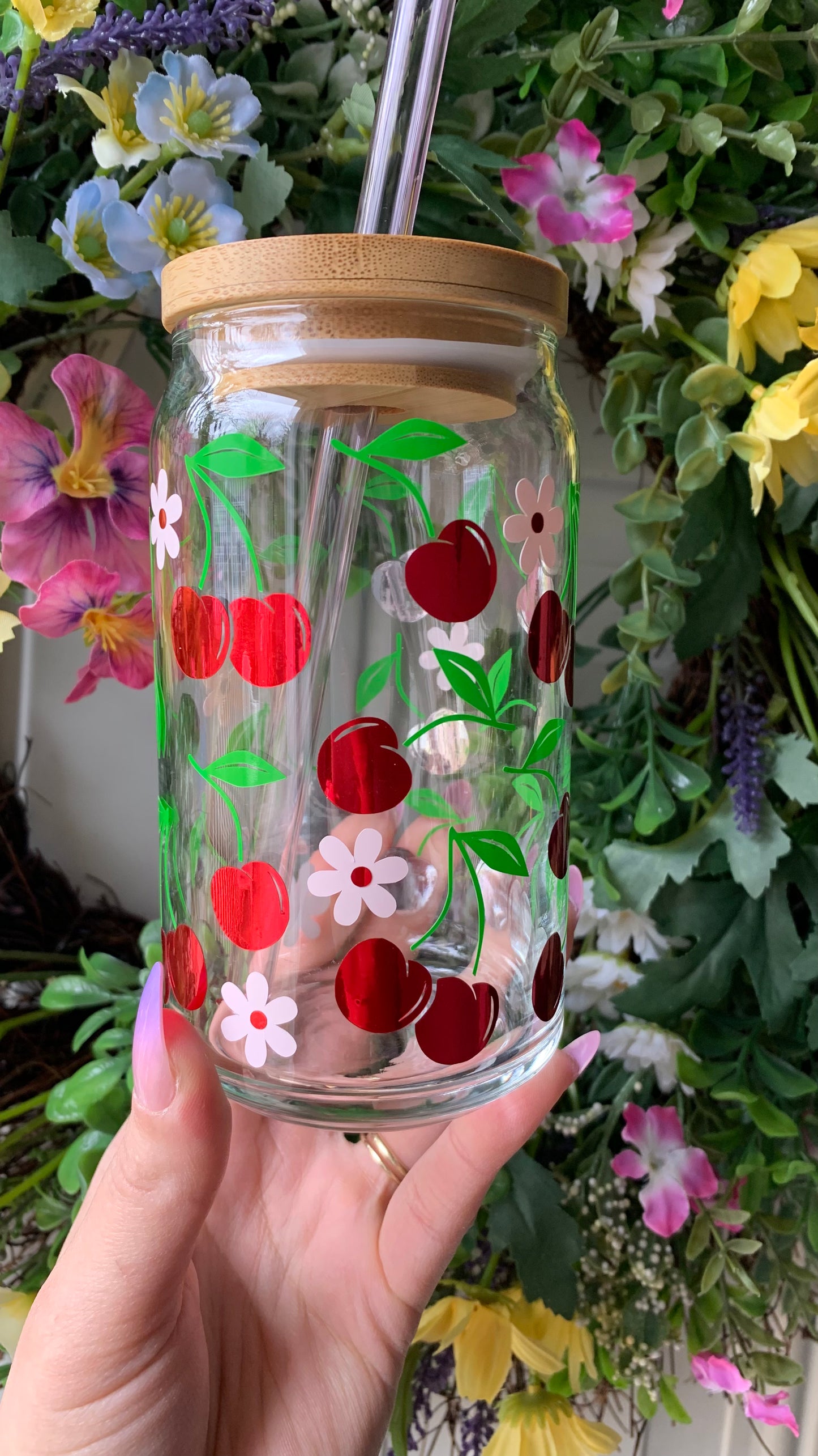 Spring cherries glass