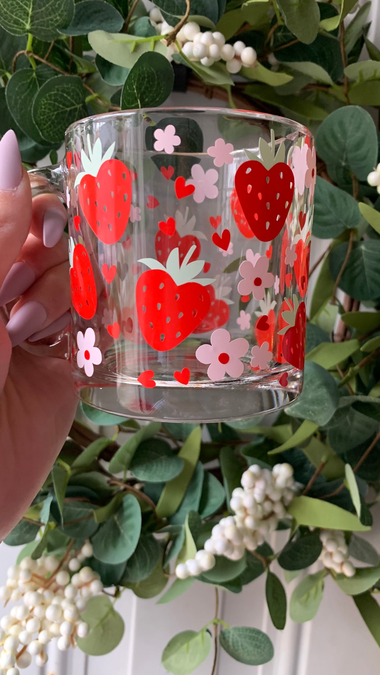 Strawberry hearts mug