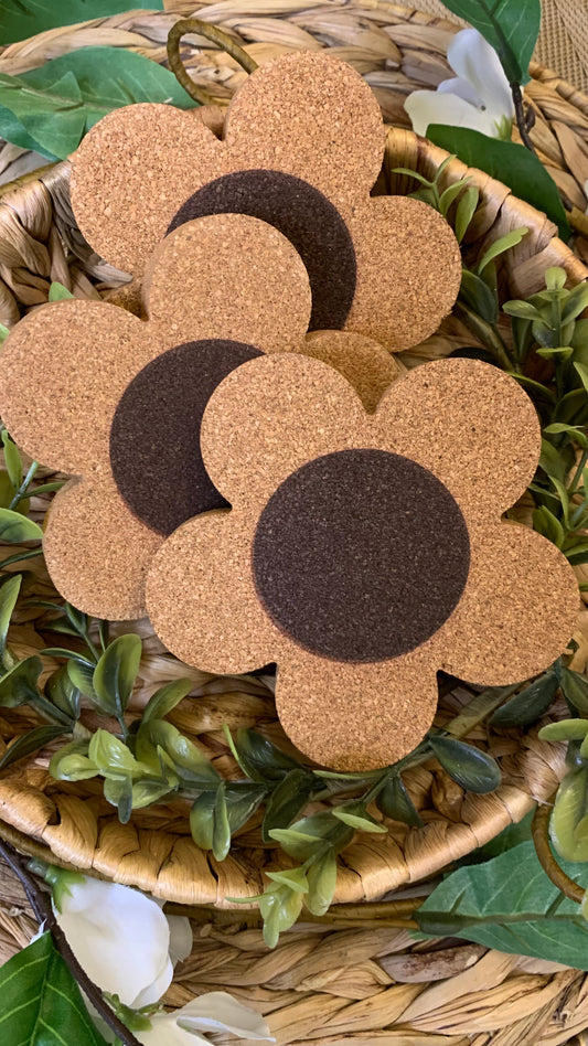 Flower cork coaster