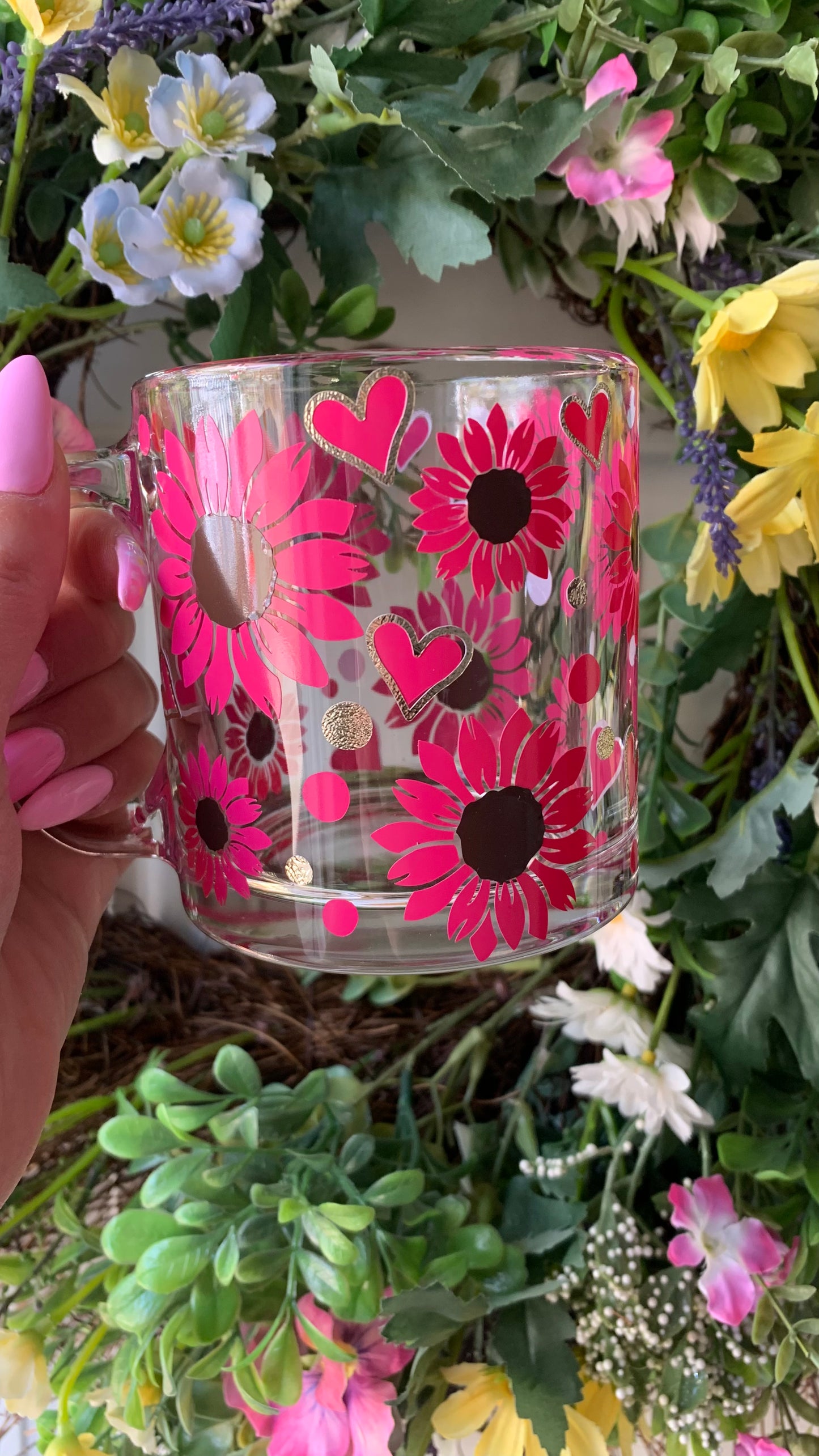 Sunflower glass mug