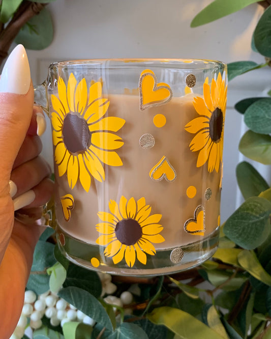 Sunflower glass mug