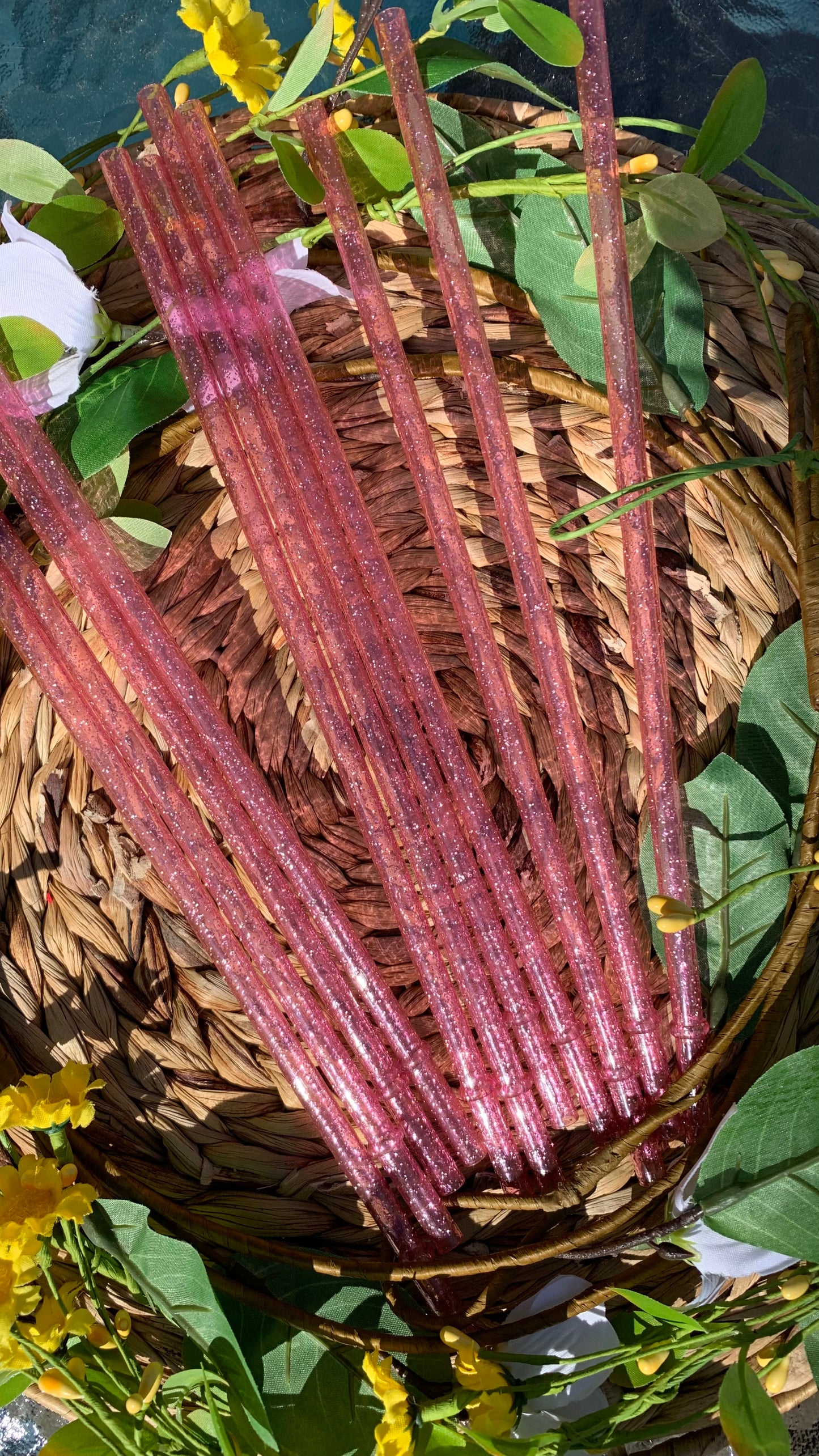 Glitter plastic reusable straw