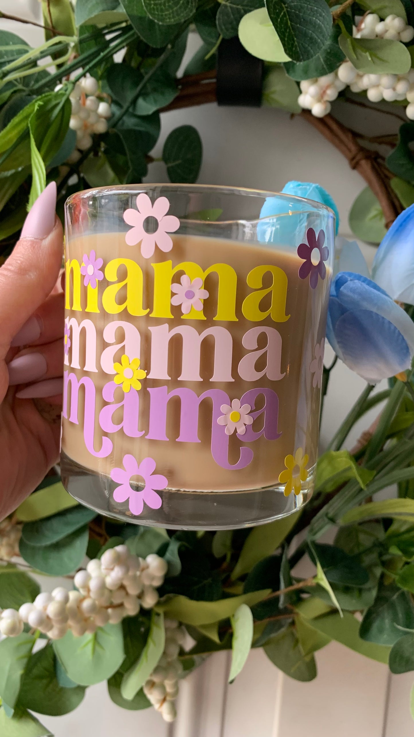 Mama flowers glass mug