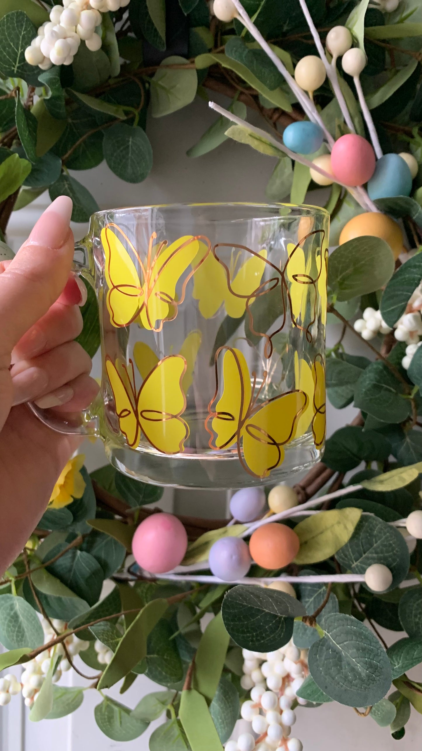 Butterflies glass mug