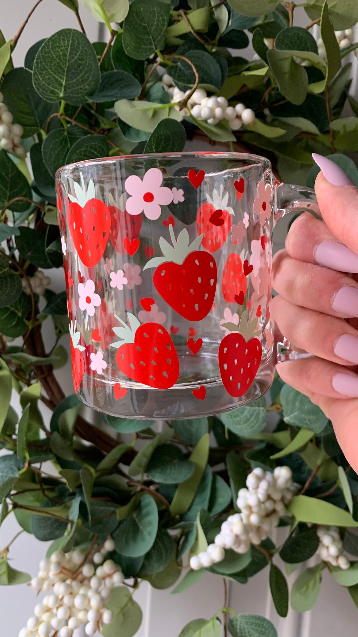 Strawberry hearts mug