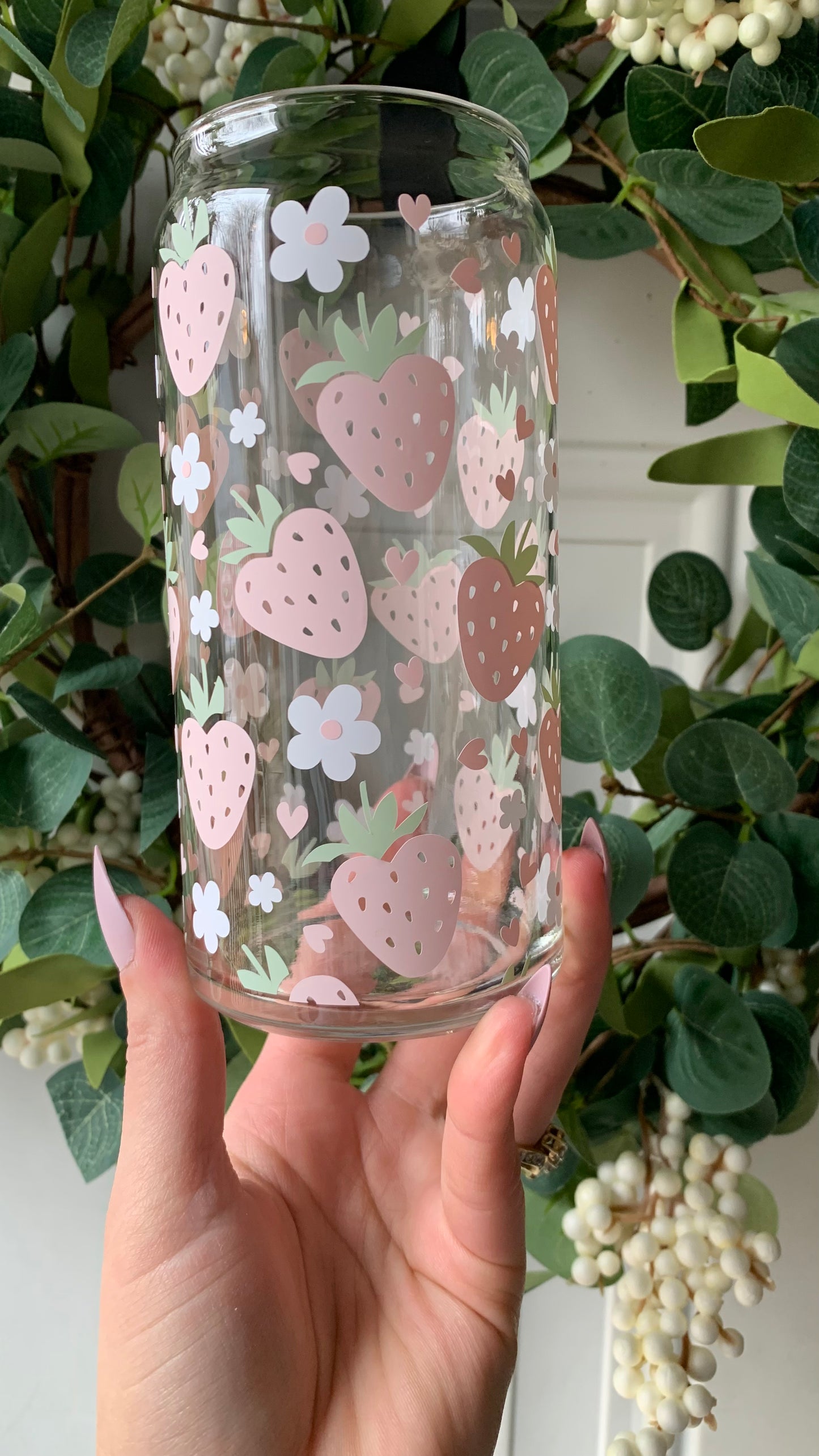 Pink strawberry glass