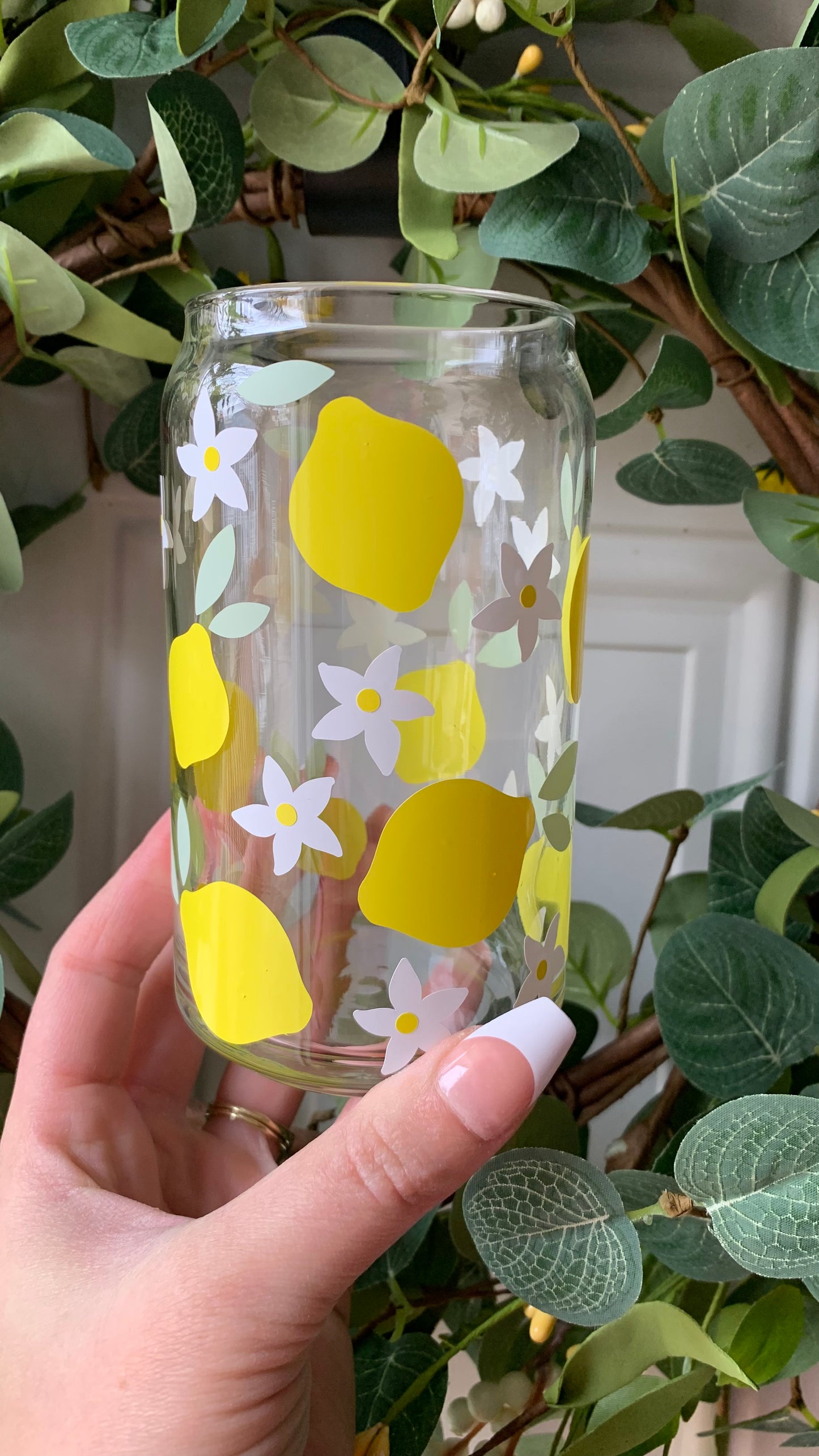 Lemon flowers glass